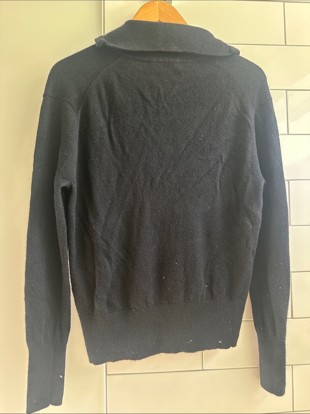 Everlane Black Half-Zip Wool and Yak Sweater Funnel Neck Size Small - Picture 4 of 5